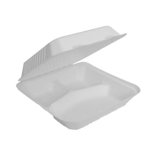 BOX - SUGARCANE DINNER 9" 3 COMPARTMENT 229*229*80MM 200S 